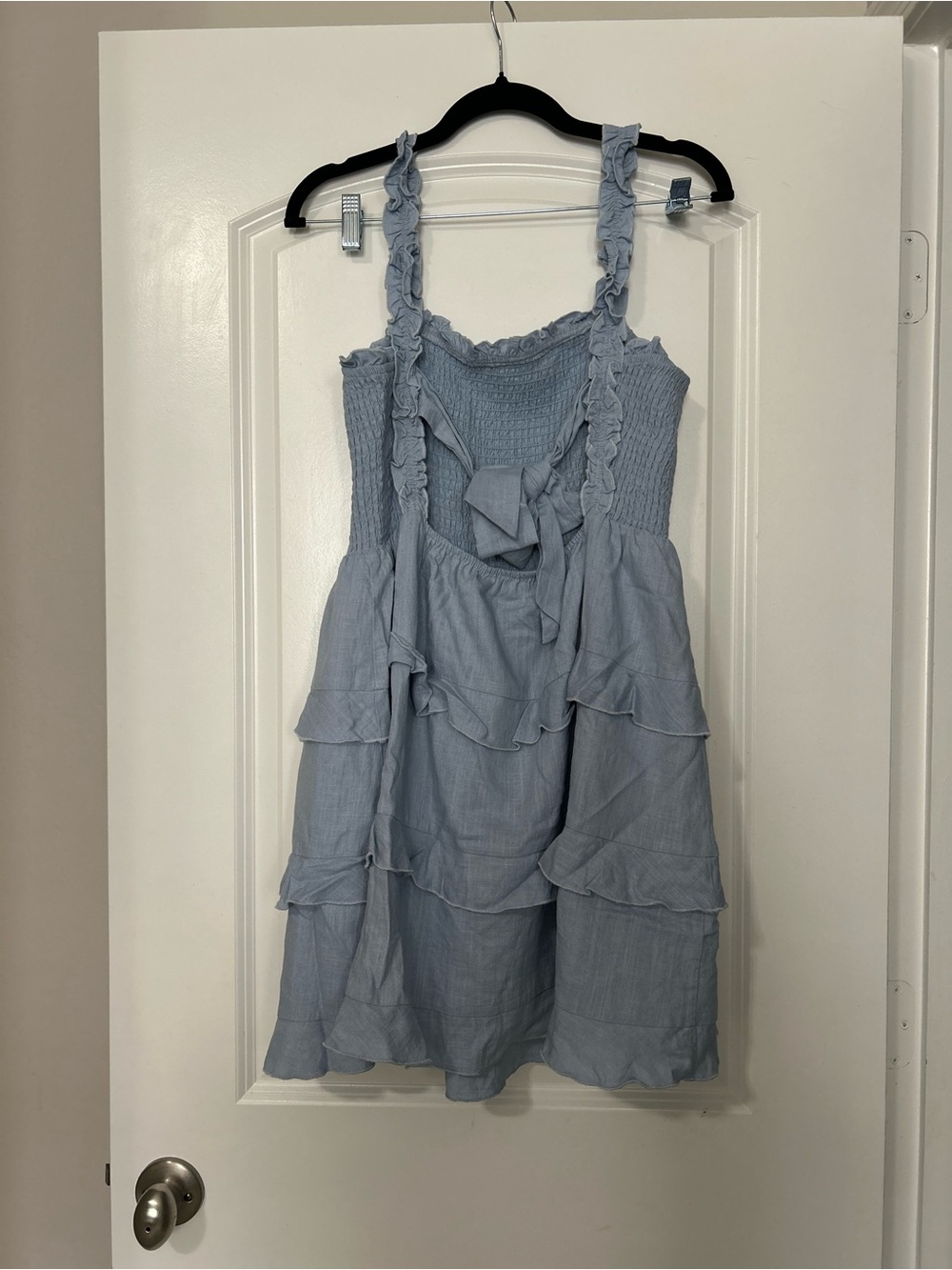 Lulu's Powder Blue Smocked Ruffle-Tier Sundress - Picture 3 of 5